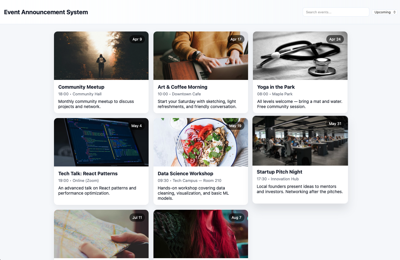 Event Announcement System